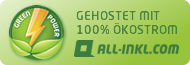 „Green Power“-Banner von „ALL-INKL.COM“ mit der Aufschrift „Gehostet mit 100% Ökostrom“