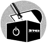 Verschmelzung unseres „Computertruhe“-Logos mit dem Logo des „37C3“, das sich auf der Außenseite der Kiste befindet. Außerdem ist das Logo in Schwarz-Weiß und mit einem Dithering-Algorithmus bearbeitet worden.